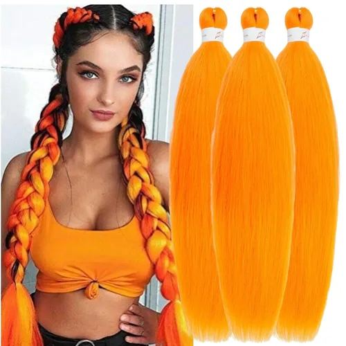 Miniatura 18 de Cabello trenzado preestirado, cabello trenzado degradado de 24 pulgadas, 6 paquetes de ajuste de agua caliente, cabello sintético Yaki profesional