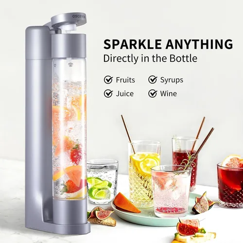 Miniatura 2 de Máquina de Agua con Gas Fabricadora de Soda Dispensador de Bebidas para el Hogar, Transmisión de Soda con Botella Libre de BPA de 1L, 2 Botellas