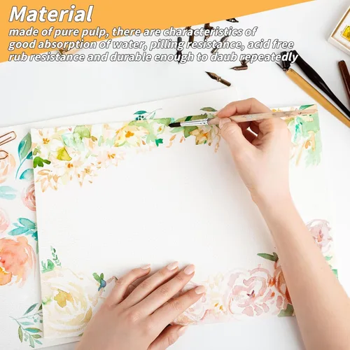 Miniatura 8 de 150 hojas de papel de acuarela de algodón a granel - 230GSM Papel de arte - 8.5 x 11 pulgadas Papel para pintar y manualidades, pinturas para dedos