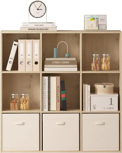 Miniatura 12 de Organizador de almacenamiento de 12 cubos, estantes de madera con panel trasero cerrado, estantería reversible, organizador de armario de cubos