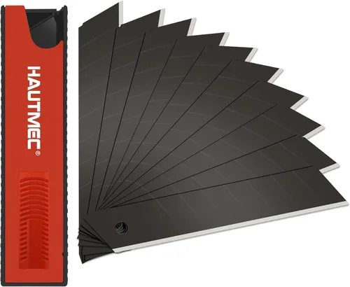 HAUTMEC SK2H - 10 cuchillas ultra afiladas de 0.71 pulgadas (0.709 in), cuchillas de repuesto retráctiles negras para cuchillo, SK2H resistente,