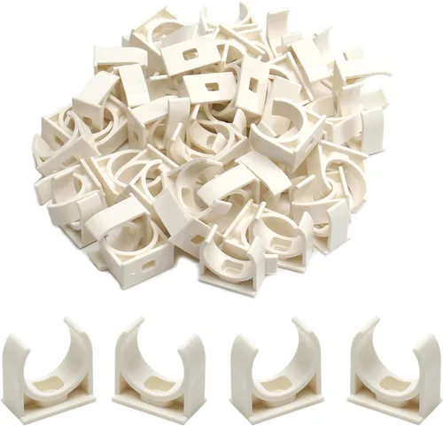 Miniatura 11 de MroMax 20 abrazaderas de PVC para tuberías de agua de 0.787 in/0.79 pulgadas de identificación, hebillas blancas en forma de U, soporte