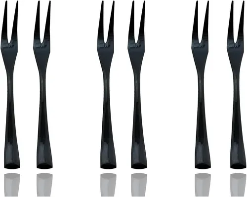 JASHII 18/10 acero inoxidable 6 piezas espejo pulido negro filete fruta tenedor negro servidor set 14CM Tenedor de frutas