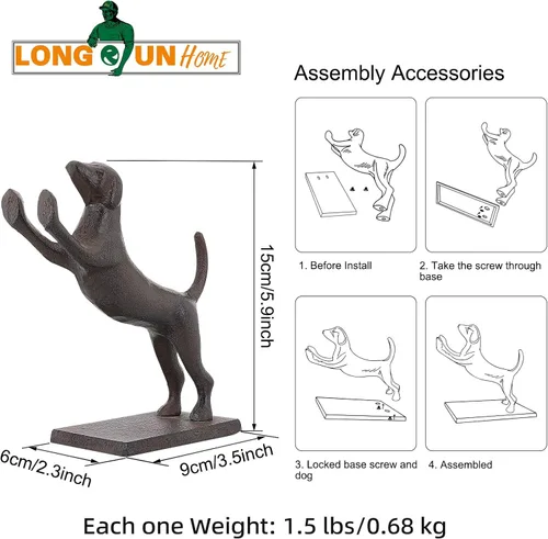 Miniatura 2 de Sujetalibros decorativos para perros, extremos únicos de hierro fundido con forma de animal para guardar libros resistentes, para decoración