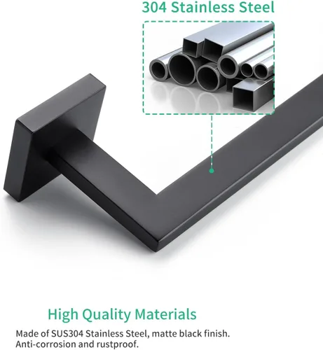Miniatura 4 de Miyili Toallero de baño de 30 pulgadas de acero inoxidable, accesorios de baño modernos para montaje en pared, negro mate, A06B75A
