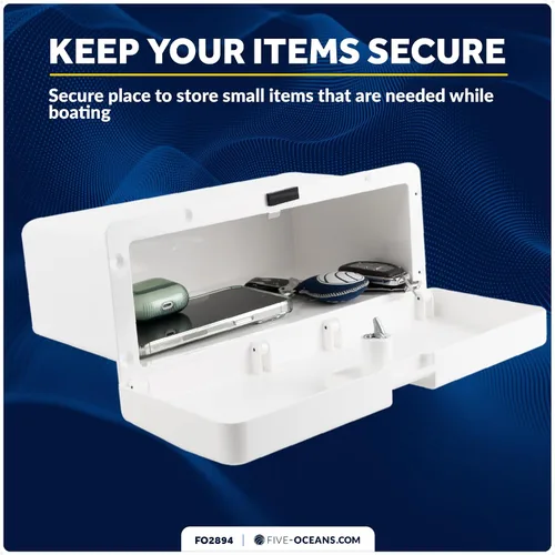 Miniatura 5 de Five Oceans Boat Glove Box, Lockable with 2 Keys, High-Impact and UV-Resistant White ABS Palstic