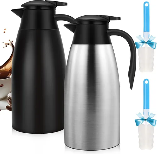 Miniatura 9 de Jarras térmicas de café de 68 onzas para mantener el calor, jarra térmica de acero inoxidable de 2 litros, jarra aislada al vacío de doble pared