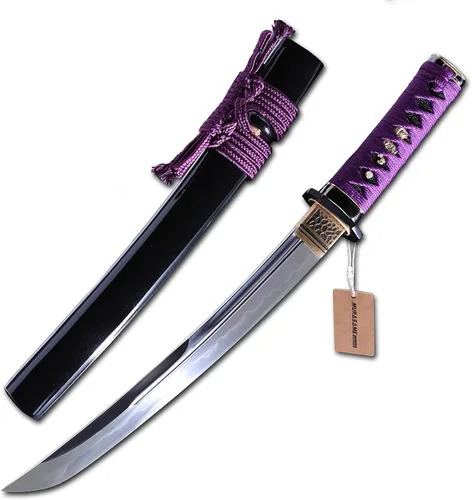 Miniatura 13 de MURASAME Espada Tanto Katana Corta de Arcilla Templada Acero T10 Hamon Real Muy Afilar Espiga Completa Hecha a Mano