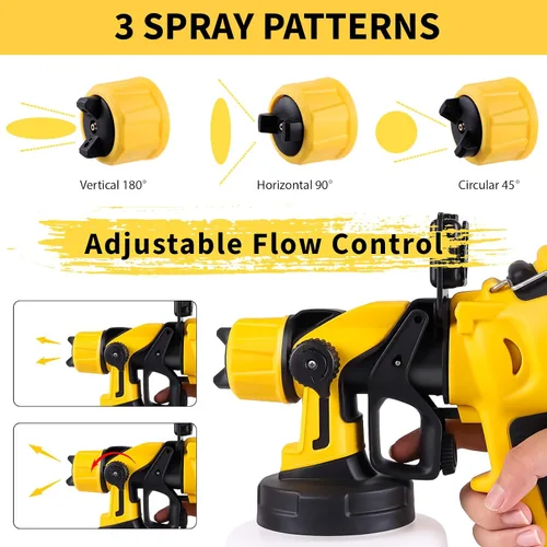 Miniatura 4 de Pulverizador de pintura con luz LED, pistola de pintura de 1000 W con juntas de limpieza y soplado, pistola de pintura en aerosol de 47.3 fl oz