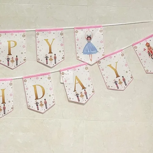 Miniatura 7 de Cartel de cumpleaños de cascanueces para niños y adultos, suministros de fiesta, decoración para cumpleaños de invierno y ballet, rey ratón