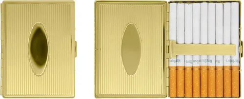 Miniatura 7 de Juego de 2 cajas de cigarrillos ultra compactas de los años 100 chapadas en metal y caja de almacenamiento (plata victoriana)