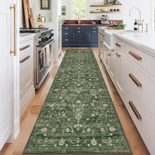 Miniatura 131 de U'Artlines Alfombra de Área Bohemia Lavable, 2x3 Pequeña Suave Antideslizante Vintage Felpudo para Puerta Frontal Interior Alfombra Verde