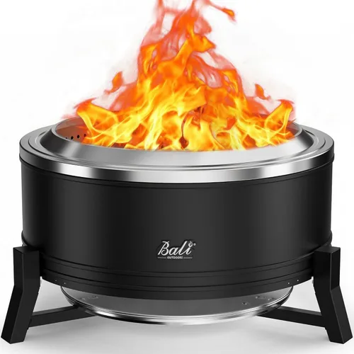 Miniatura 10 de BALI OUTDOORS Chimenea sin humo de 22 pulgadas para exteriores, fogata al aire libre con bandeja de cenizas, hoguera portátil para leña