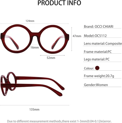 Miniatura 6 de OCCI CHAIRI - Lentes de lectura redondos grandes para mujeres lectoras 0 1.0 1.25 1.5 1.75 2.0 2.25 2.5 2.75 3.0 3.5 (morado, 1.0)