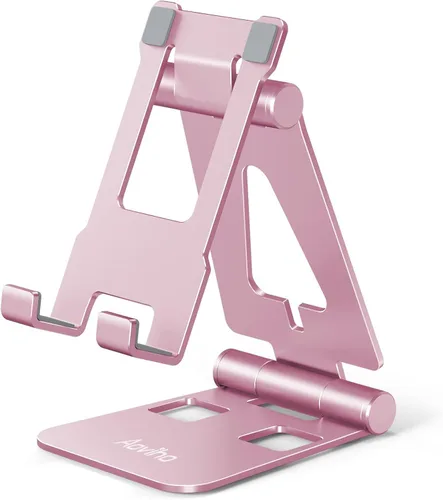 Miniatura 13 de Aoviho Soporte plegable para teléfono celular para escritorio, soporte ajustable para oficina, videollamadas y transmisión, base de teléfono de Negro
