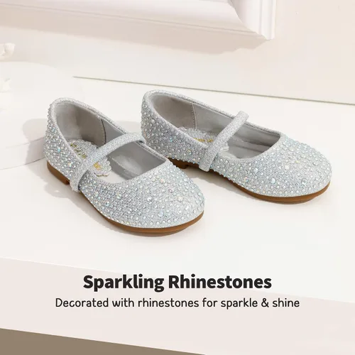Miniatura 4 de DREAM PAIRS Zapatos planos Mary Jane con diamantes de imitación para niñas