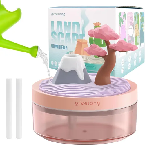 PRATIQUE Mini humidificadores portátiles de escritorio para dormitorio, humidificador pequeño con cerezo, niebla silenciosa, fría, apagado Rosa