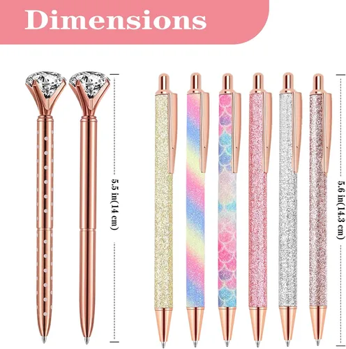 Miniatura 2 de Bolígrafos de regalo para mujer, 8 bolígrafos únicos de metal brillante con tinta negra, suministros de oficina, regalos para Navidad, compromiso