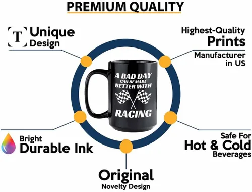 Miniatura 2 de Taza de café Racer de 15 onzas, color negro, Better With Racing - Fuel Speed Racer Car Guys Circuit Automotriz Racing Boy Regalos para él, papá