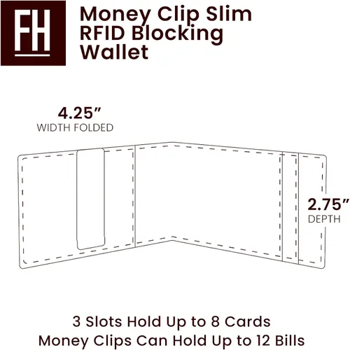 Miniatura 7 de F&H billetera minimalista de cuero para 8 tarjetas