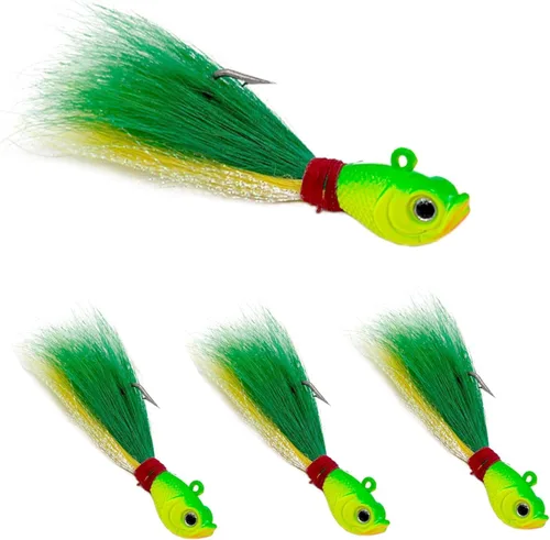 Miniatura 9 de Bucktail Jigs Saltwater 3Pcs/5Pcs Fish Hair Jig Lure Hooks,Fishing Hair Swimbait Jig Head Deer Hair Jig Surf Fishing for Walleye Striper Blanco