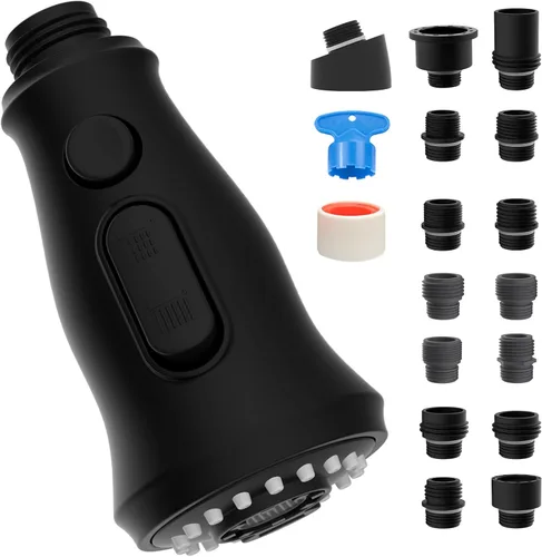 Reemplazo universal de cabezal de grifo de cocina con 15 adaptadores compatible con estándar americano/Kohler/Moen/Delta, cabezal rociador de grifo
