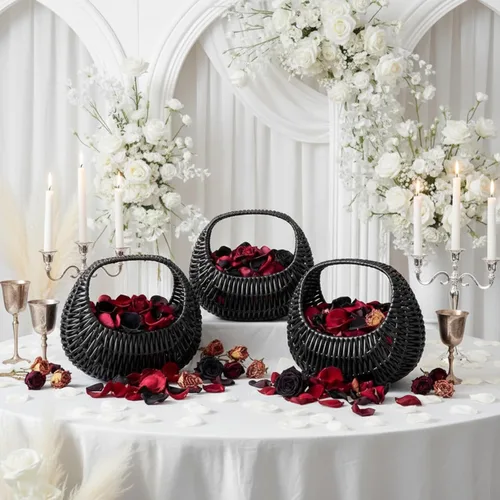 Miniatura 3 de Taiyin Paquete de 3 cestas de mimbre de mimbre de paja de media luna con asa, ideal para boda, niña, picnic, almacenamiento de jardín y decoración