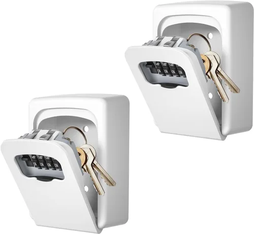 Miniatura 6 de Fayleeko Caja de Bloqueo de Llaves Montada en Pared, Caja de Seguridad con Clave de 4 Dígitos para Exterior, Llaves de Casa - Capacidad para 5 Negro