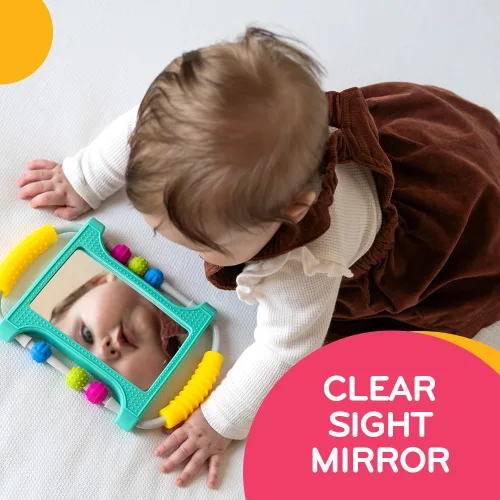 Miniatura 5 de Mobi Peeka - Juguete de actividad – Espejo de bebé boca abajo, juguetes Montessori de silicona de grado alimenticio, espejo inastillable para bebés