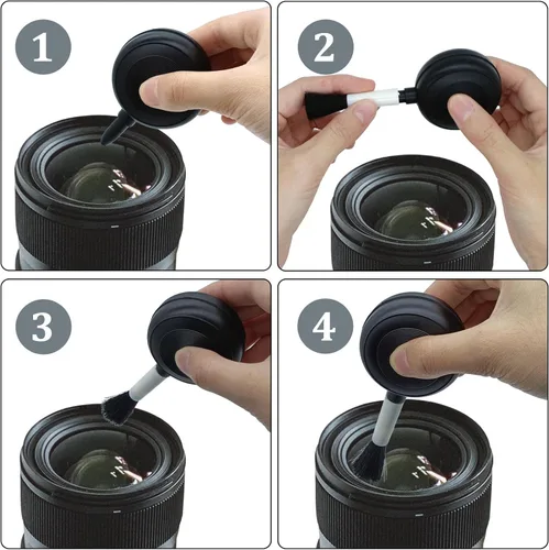 Miniatura 4 de El kit de limpieza de lentes contiene 2 piezas de soplador de aire de cohete de goma, bolígrafo de limpieza de lentes, cepillo de soplador limpiador