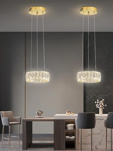 Miniatura 4 de Araña de Cristal LED Moderna Regulable de 8" Anillo Dorado Luminarias Colgantes para Isla de Cocina Comedor Sala de Estar