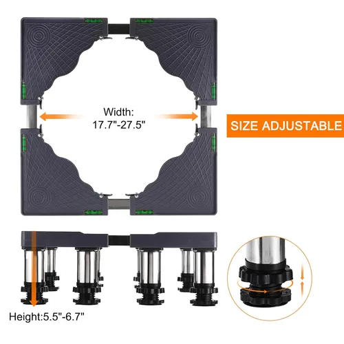 Miniatura 4 de PATIKIL Mini soporte para nevera, 8 pies fuertes, base de soporte de lavandería, bandeja de base ajustable multifuncional, antivibración