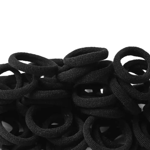 Miniatura 9 de Lazos para el cabello, 100 unidades, sin costuras, color negro, suaves y elásticos Coletero elástico que no daña las coletas