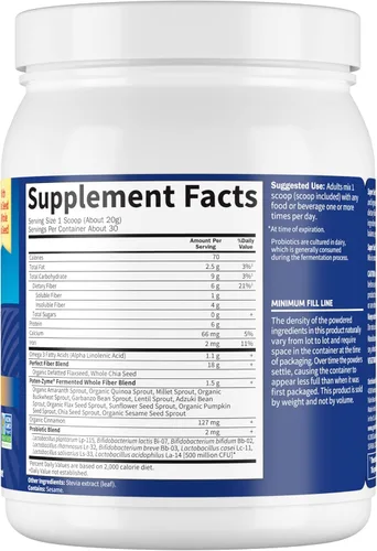 Miniatura 2 de Garden of Life Super Seed - Suplemento vegetariano de fibra alimenticia integral con proteína y Omega 3, 5 oz (600 g) en polvo