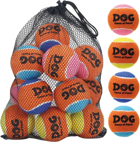 Miniatura 12 de AMA SPORT Pelotas de tenis chirriantes para perros de 2.0 pulgadas, pelotas de tenis para perros pequeños para lanzar y buscar, juguetes