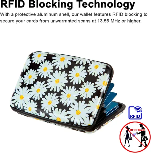 Miniatura 3 de Soporte para tarjetas de crédito, cartera de metal para tarjetas de bloqueo RFID, mini funda rígida de aluminio delgada para tarjetas de negocios