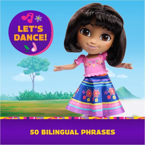 Miniatura 3 de Dora, Baila conmigo Dora, muñeca interactiva que baila con 2 faldas, frases bilingües y música, juguetes para niñas y niños a partir de 3 años