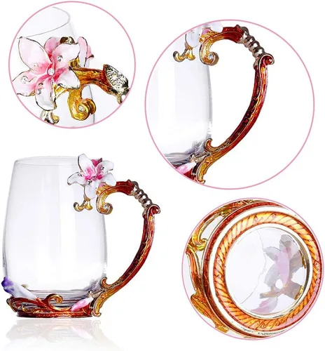 Miniatura 3 de Taza de té, Regalos para el Día de la Madre, Tazas de café, Taza de té de cristal con flor de lirio, Ideas únicas personalizadas para regalos