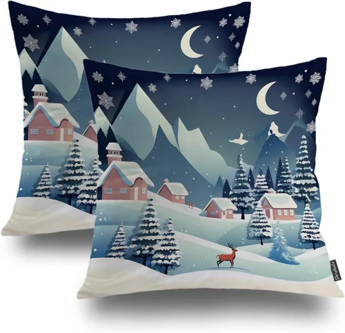 Miniatura 26 de Shrahala Funda de almohada decorativa de castillo oscuro de Halloween, casa con murciélagos de bruja, esqueleto, funda de almohada cuadrada mezclada