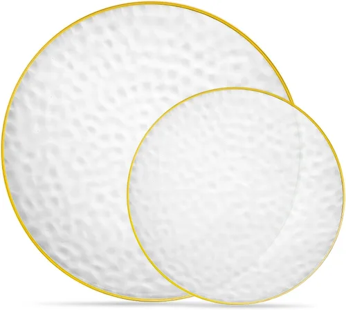 Miniatura 8 de Plasticpro - Juego de platos combinados de 32 piezas que incluye platos de 16 a 7 pulgadas y platos negros de 16 a 10 pulgadas con borde plateado