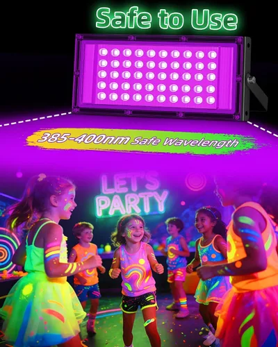 Miniatura 3 de YQNLIFA Luz LED negra de 50 W, luz de inundación de luz negra con enchufe + cable de 6 pies, luces negras impermeables IP66 para luces de Halloween