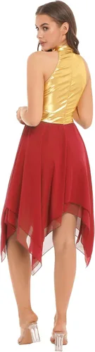 Miniatura 148 de easyforever Vestido de baile sin mangas con bloques de color para mujer, alabanza litúrgica, ropa de baile lírico, vestido de bata de adoración
