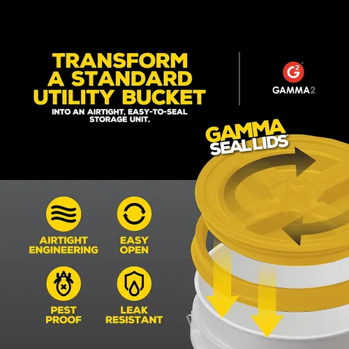 Miniatura 4 de Gamma2 Tapa de sello gamma para cubos utilitarios – Se adapta a cubos de 3.5, 5, 6 y 7 galones, amarillo, fabricado en Estados Unidos