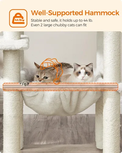 Miniatura 5 de Feandrea Árbol para gatos, torre moderna de 54.3 pulgadas para gatos de interior, condominio para gatos de varios niveles, felpa ultrasuave, postes