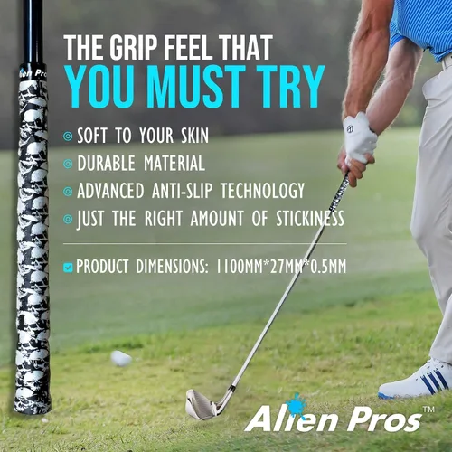 Miniatura 5 de ALIEN PROS Paquete de 6 cintas de envoltura de agarre de golf Cubic & Skull Mix - ReGrip en 1 minuto