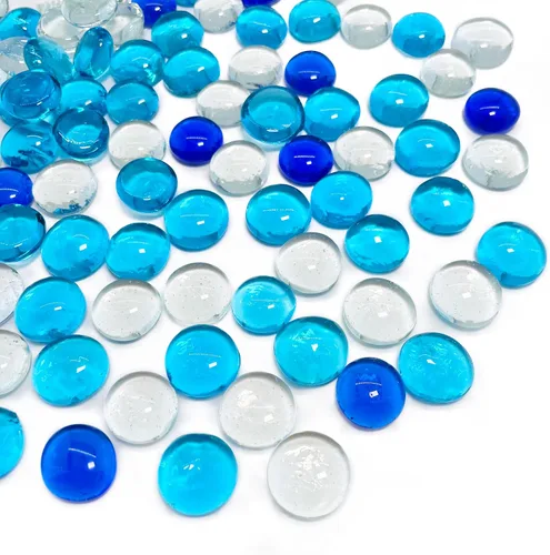 Miniatura 10 de CYS EXCEL Cuentas de vidrio de colores surtidos de 5 libras para jarrones, cuentas de piedras preciosas de mármol planas, rellenos de jarrones