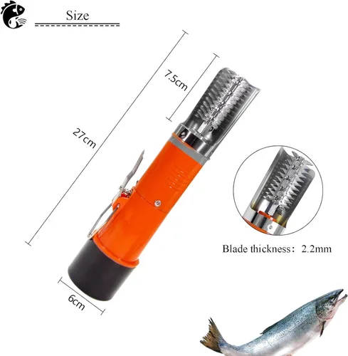Miniatura 2 de Potente rascador eléctrico de pescado, limpiador de escamas de pescado inalámbrico, removedor automático de escamas de peces con un escalador manual