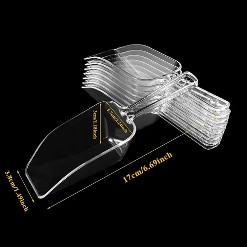 Miniatura 2 de Paquete combinado de 20, 10 pinzas de plástico para servir, mini pinzas de cocina, pinzas de cocina y 10 cucharas de plástico transparente