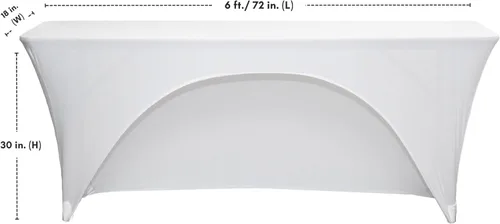 Miniatura 5 de YOUR CHAIR COVERS - Spandex de 6 pies x 18 pulgadas, mantel elástico rectangular estrecho para aula de entrenamiento con respaldo abierto - Blanco