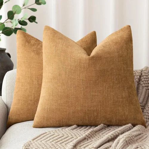 Foindtower - Paquete de 2 fundas de almohada decorativas de felpilla, cuadradas, unicolor, lumbares, estilo rústico neutro, para sofá, dormitorio,